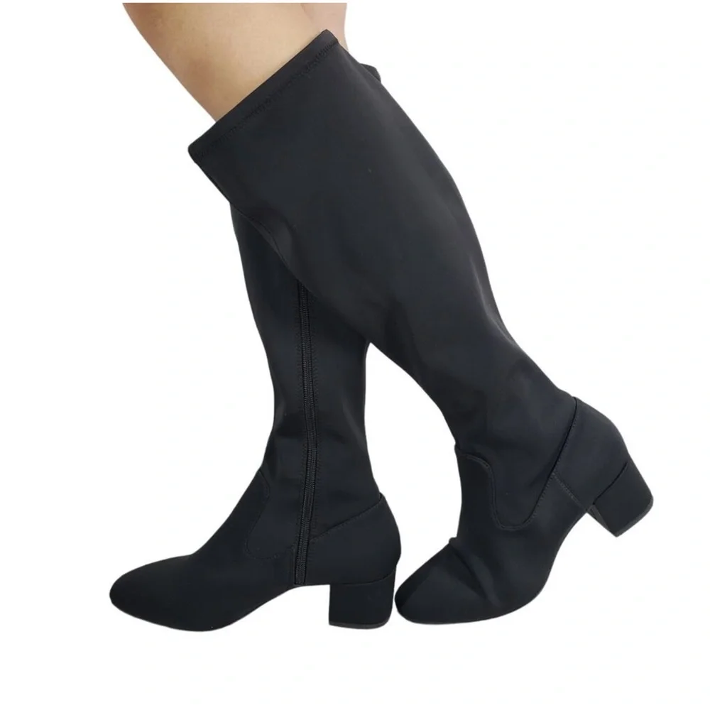 NEW Alex Marie Zip Up Knee High Fabric Black Boots NWT women’s size 6.5